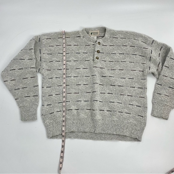 Vintage Northwest Territory Chunky Neutral Grey Henley Cotton Grandpa Sweater XL - Picture 8 of 10